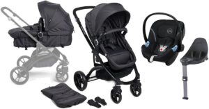 908953-Beemoo Move 2-in-1 Kombivogn inkl. Cybex Aton M Autostol Baby, Asphalt, Barnevogn