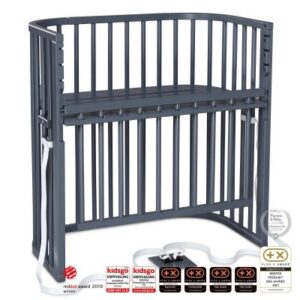 Babybay Boxspring Comfort Plus Co-sleeper bedside crib - Grey Varnished