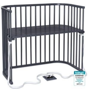 Babybay Boxspring XXL co-sleeper bedside crib - Grey Varnished