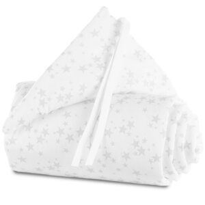 Babybay Pique sengerand til original - White Stars/Pearl Grey