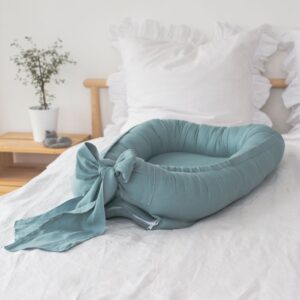 Babyly Babynest Linen, Sea Blue