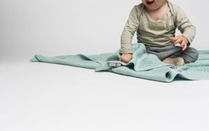 Babytæppe -100% Økologisk bomuld, Lyseblå