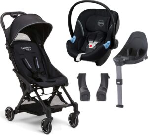 Beemoo Easy Fly 3 Klapvogn inkl. Cybex Aton M Autostol Baby + Base, Black, Barnevogn