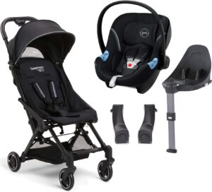 Beemoo Easy Fly 3 Klapvogn inkl. Cybex Aton M Autostol Baby + Base, Black, Barnevogn