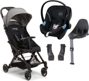 Beemoo Easy Fly 3 Klapvogn inkl. Cybex Aton M Autostol Baby + Base, Grey Mélange, Barnevogn