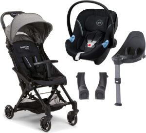 Beemoo Easy Fly 3 Klapvogn inkl. Cybex Aton M Autostol Baby + Base, Grey Mélange, Barnevogn