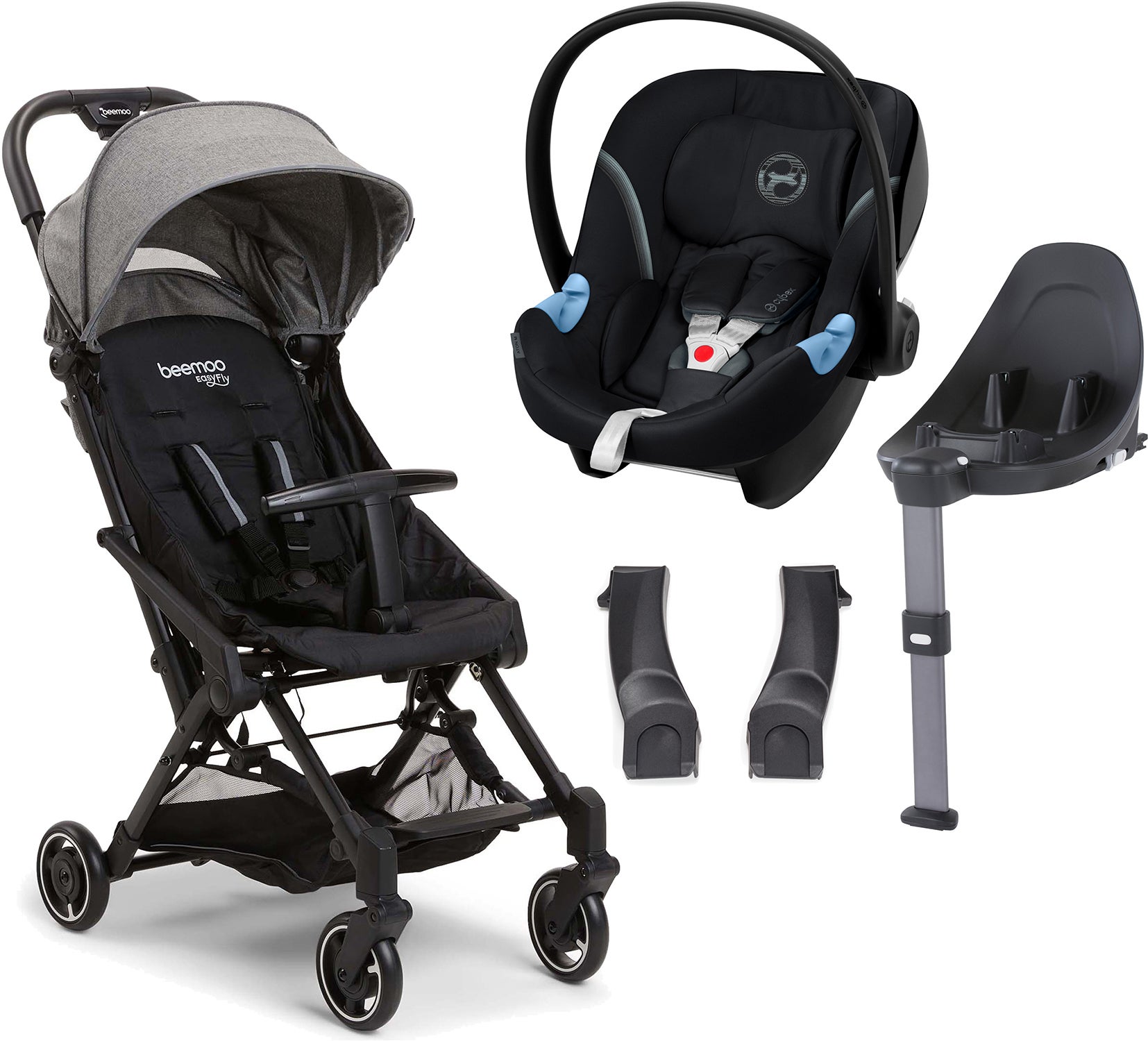 Beemoo Easy Fly 3 Klapvogn inkl. Cybex Aton M Autostol Baby + Base, Grey Mélange, Barnevogn Beemoo Easy Fly 3 Klapvogn inkl. Cybex Aton M Autostol Baby + Base, Grey Mélange, Barnevogn