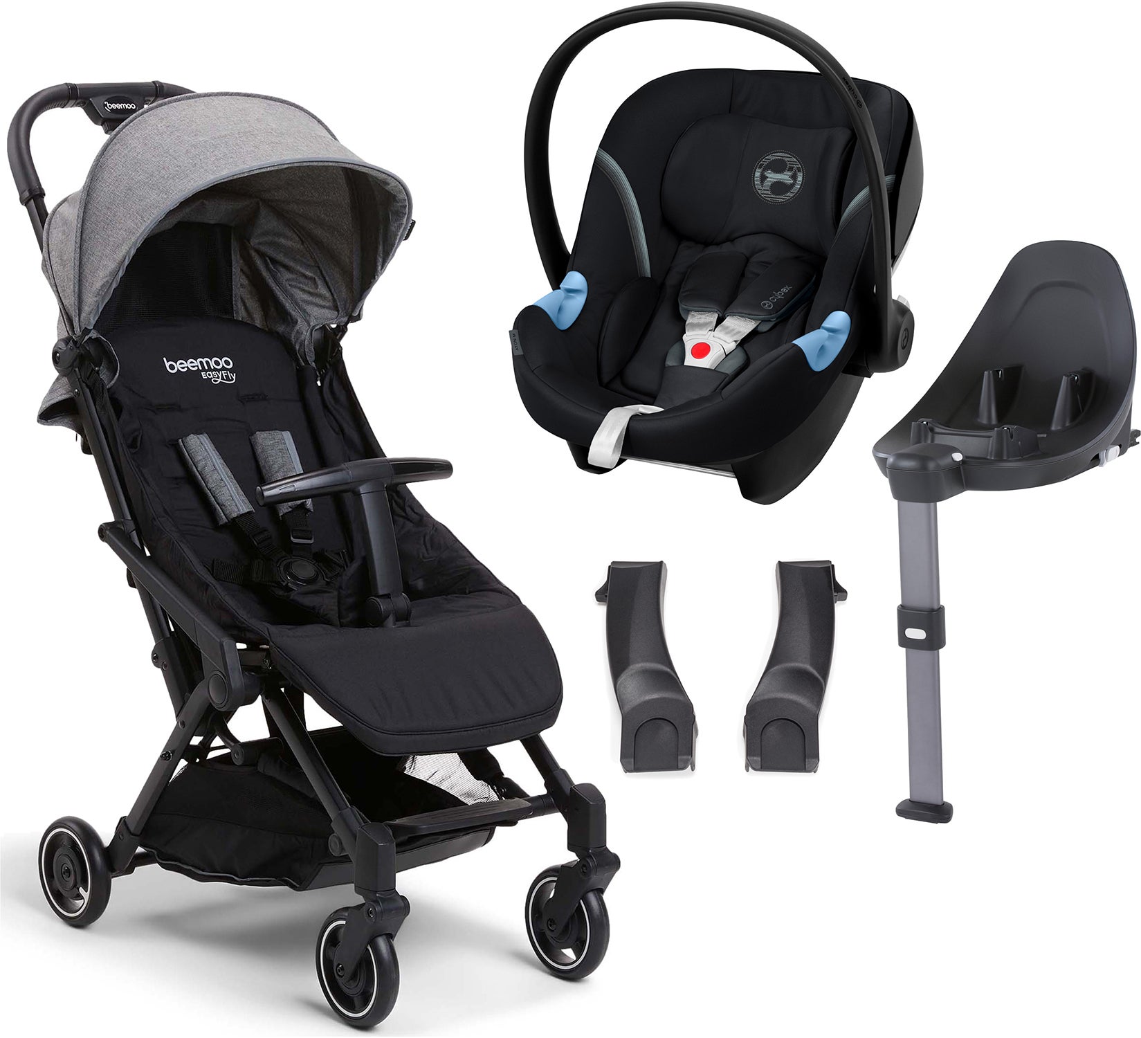 Beemoo Easy Fly Lux 3 Klapvogn inkl. Cybex Aton M Autostol Baby + Base, Grey Mélange, Barnevogn Beemoo Easy Fly Lux 3 Klapvogn inkl. Cybex Aton M Autostol Baby + Base, Grey Mélange, Barnevogn