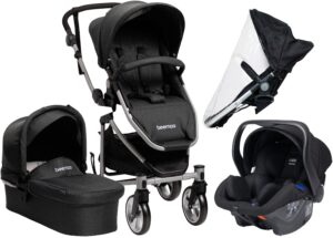 Beemoo Flexi Travel 3 Duovogn inkl. Babyautostol, Black Melange, Barnevogn
