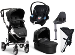Beemoo Flexi Travel 3 Duovogn inkl. Cybex Aton M, Black Melange, Barnevogn