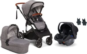 Beemoo Maxi 4 Duovogn Inkl. Axkid Modukid Infant Autostol Baby, Grey/Black, Barnevogn
