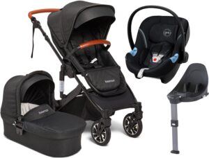 Beemoo Maxi 4 Duovogn inkl. Cybex Aton M, Black/Black, Barnevogn
