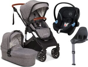 Beemoo Maxi 4 Duovogn inkl. Cybex Aton M, Grey/Black, Barnevogn