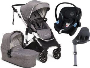 Beemoo Maxi 4 Duovogn inkl. Cybex Aton M, Grey/Silver, Barnevogn