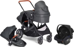 Beemoo Maxi 4 Twin Søskendevogn inkl. Modukid Infant Baby Autostol, Black/Black