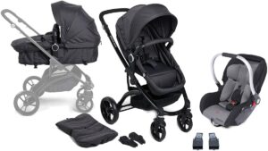 Beemoo Move 2-in-1 Kombivogn inkl. Beemoo Autostol Baby + Adapter, Grey/Asphalt, Barnevogn