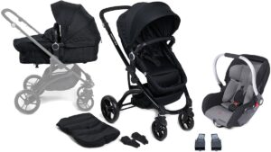 Beemoo Move 2-in-1 Kombivogn inkl. Beemoo Autostol Baby + Adapter, Grey/Black, Barnevogn