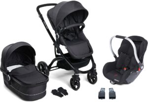 Beemoo Move Duo Duovogn inkl. Beemoo Autostol Baby + Adapter, Black/Asphalt, Barnevogn