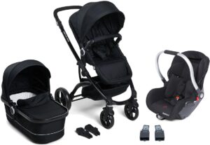 Beemoo Move Duo Duovogn inkl. Beemoo Autostol Baby + Adapter, Black/Black, Barnevogn