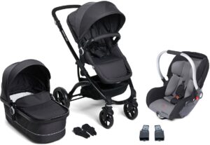 Beemoo Move Duo Duovogn inkl. Beemoo Autostol Baby + Adapter, Grey/Asphalt, Barnevogn