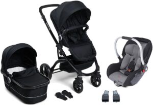 Beemoo Move Duo Duovogn inkl. Beemoo Autostol Baby + Adapter, Grey/Black, Barnevogn