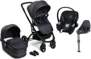 Beemoo Move Duo Duovogn inkl. Cybex Aton M Autostol Baby, Asphalt, Barnevogn
