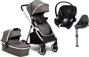 Beemoo Pro Duo Duovogn inkl. Cybex Aton M, Grey Mélange, Barnevogn