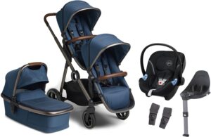 Beemoo Pro Multi Søskendevogn inkl. Cybex Aton M Autostol Baby, Midnight Blue/Andonized