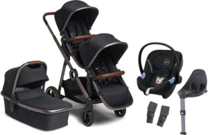Beemoo Pro Multi Søskendevogn inkl. Cybex Aton M Autostol Baby, Night Black/Adonized