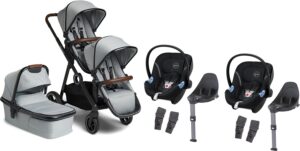 Beemoo Pro Multi Tvillingevogn inkl. Barnevognsdel & Cybex Aton M Autostol Baby, Cloud Grey/Black, Barnevogn