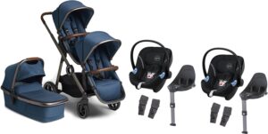 Beemoo Pro Multi Tvillingevogn inkl. Barnevognsdel & Cybex Aton M Autostol Baby, Midnight Blue/Andonized, Barnevogn