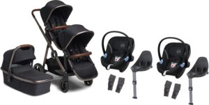 Beemoo Pro Multi Tvillingevogn inkl. Barnevognsdel & Cybex Aton M Autostol Baby, Night Black/Adonized, Barnevogn