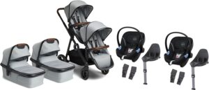 Beemoo Pro Multi Tvillingevogn inkl. Cybex Aton M Autostol Baby, Cloud Grey/Black, Barnevogn