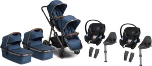 Beemoo Pro Multi Tvillingevogn inkl. Cybex Aton M Autostol Baby, Midnight Blue/Andonized, Barnevogn