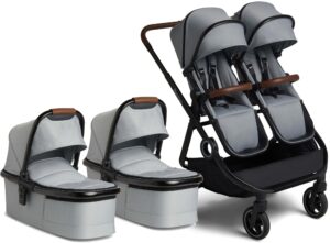 Beemoo Pro Twin Tvillingevogn inkl. Barnevognsdele, Cloud Grey/Black, Barnevogn