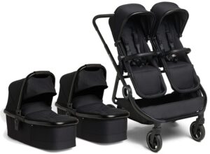 Beemoo Pro Twin Tvillingevogn inkl. Barnevognsdele, Night Black/Black, Barnevogn