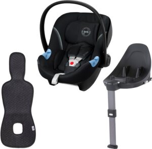 Cybex Aton M Autostol Baby inkl. Base & Ventilerende Hynde, Deep Black/Antracit