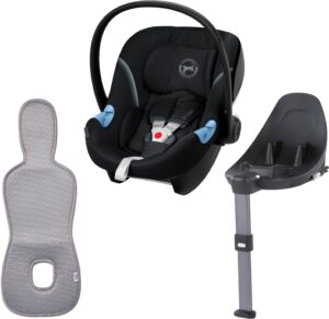 Cybex Aton M Autostol Baby inkl. Base & Ventilerende Hynde, Deep Black/Grey
