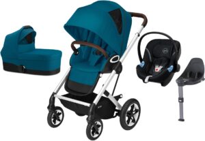 Cybex Talos S Lux Duovogn inkl. Aton M, River Blue/Silver, Barnevogn