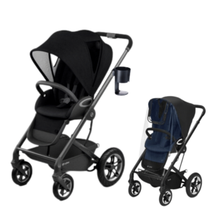 Cybex Talos S Lux sampak. med regnslag og kopholder - deep black på sort stel