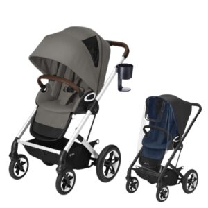 Cybex Talos S Lux sampak. med regnslag og kopholder - soho grey på silver stel