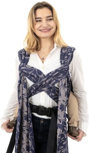 Fidella FlyClick Plus Halfbuckle Bæresele, Floral Touch/Eclipse Blue