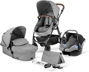 Kinderkraft MOOV 3-in-1 Travelsystem, Grey, Barnevogn