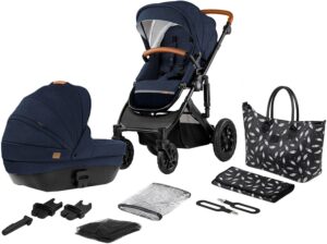 Kinderkraft PRIME 2020 Duovogn 2-in-1 inkl. Tilbehør, Deep Navy, Barnevogn