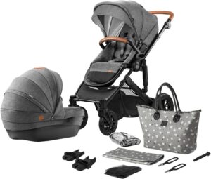 Kinderkraft PRIME 2020 Duovogn 2-in-1 inkl. Tilbehør, Grey, Barnevogn