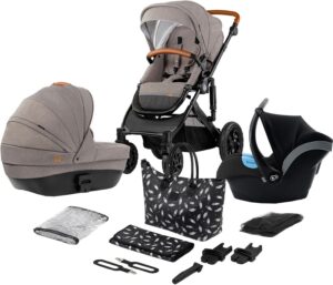 Kinderkraft PRIME 2020 Duovogn 3-in-1 inkl. Tilbehør, Beige, Barnevogn