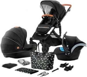 Kinderkraft PRIME 2020 Duovogn 3-in-1 inkl. Tilbehør, Black, Barnevogn