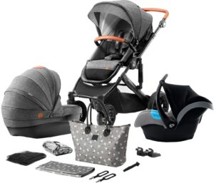 Kinderkraft PRIME 2020 Duovogn 3-in-1 inkl. Tilbehør, Grey, Barnevogn