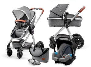 Kinderkraft VEO Multipurpose 3-in-1 Travelsystem, Grey, Barnevogn