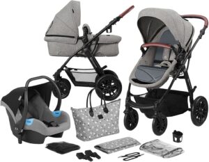 Kinderkraft XMOOV 3-in-1 Travelsystem, Grey, Barnevogn